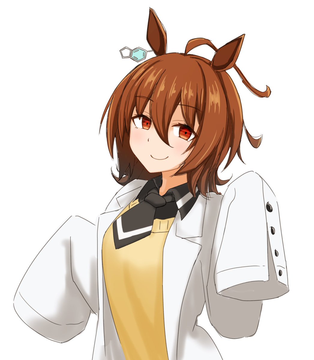 agnes tachyon (umamusume) 1girl solo animal ears horse ears brown hair labcoat smile  illustration images