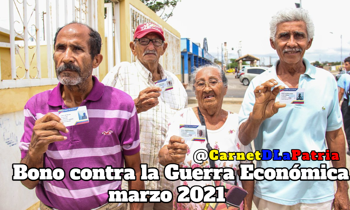 #ULTIMAHORA || Inicia la Entrega del Bono contra la Guerra Económica (marzo 2021) para pensionados y pensionadas enviado por nuestro Pdte.<a href="/NicolasMaduro/">Nicolás Maduro</a> a través del Sistema <a href="/CarnetDLaPatria/">Carnet de la patria</a>.

#VenezuelaInvencible Carnet de la patria