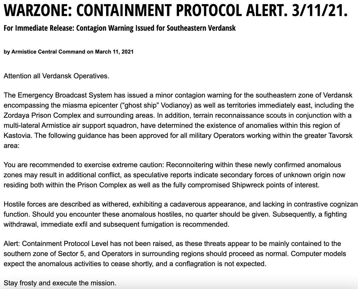 charlieINTEL's tweet photo. New “Warzone Containment Protocol” message on the Call of Duty Blog. https://t.co/PxFIdD1z2j