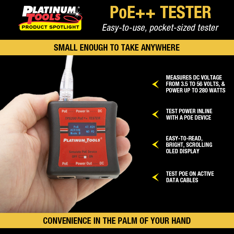 🆕Type 3 PoE and DC Testing to 56v in the Palm of Your Hand. Learn more here. ow.ly/l0yE50DWutD