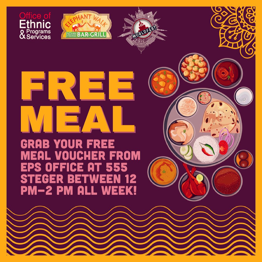 GIVEAWAY #7: 
Elephant Walk Free Meal voucher
Grab your FREE food voucher from our office all week from 12-2PM!! 
Follow us to see more updates and giveaways!!!
.
#WorldFest2021 #UCUs #WF2021