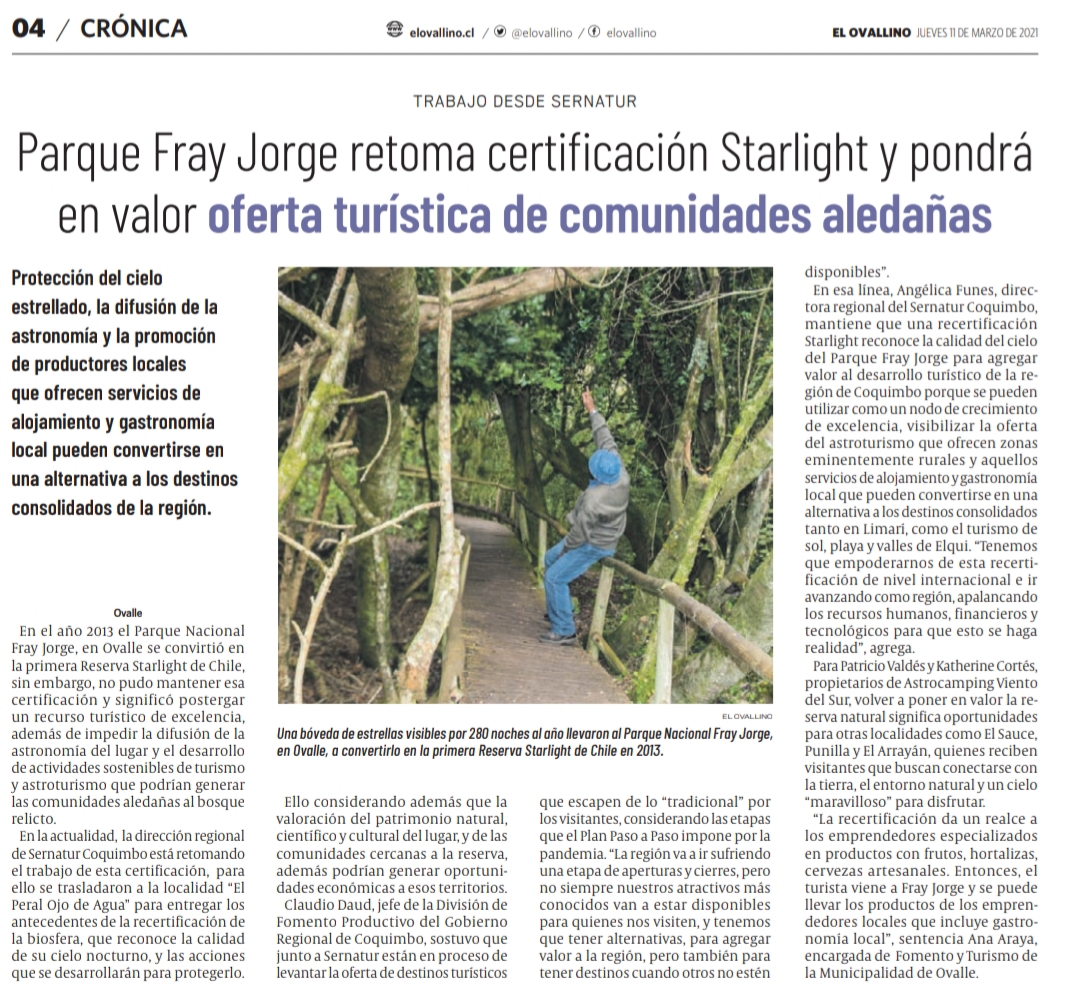 sernaturcoquimb's tweet photo. Ediciones impresas de @LaRegionDiario, @elovallino y @eldia_cl destacan trabajo de @sernaturcoquimb para poder recertificar el Parque Nacional Fray Jorge, en #Ovalle como Reserva @FundStarlight 

Entérese de los detalles 👇 https://t.co/mzqLs98rM3