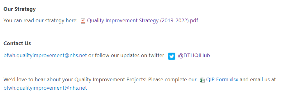 Are you a team or staff member at @BlackpoolHosp currently undertaking a #QualityImprovementProject? The #QI Hub Team would love to hear from you! You can find details & our new #QIP form on our intranet page 😀 or drop us an email bfwh.qualityimprovement@nhs.net