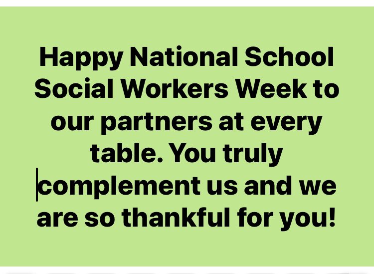 <a href="/SSW_CCPS/">SchoolSocialWork_CCPS</a> You are the friendly hand that so many of our families need. Your knowledge of our communities and the best ways to connect families and young adult students with resources is invaluable. @ccpsinfo <a href="/GilesTynisa/">Tynisa Giles, Ed.D, MSW</a>