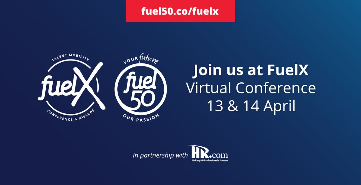 We are thrilled to announce our FuelX Talent Mobility Conference will be coming to you virtually on 13 &amp; 14 April. Join us in celebrating best-in-class talent strategies that deliver #internaltalentmobility and #workforcereskilling. Register here: fuel50.co/fuelx #FuelX