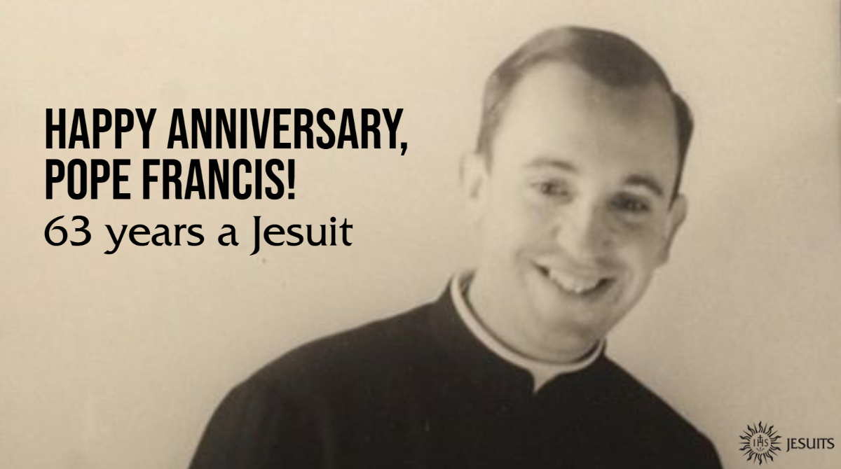 jesuitnews's tweet photo. Pope Francis entered the Society of Jesus 63 years ago today.  Happy anniversary, @Pontifex! https://t.co/68R21izSNA