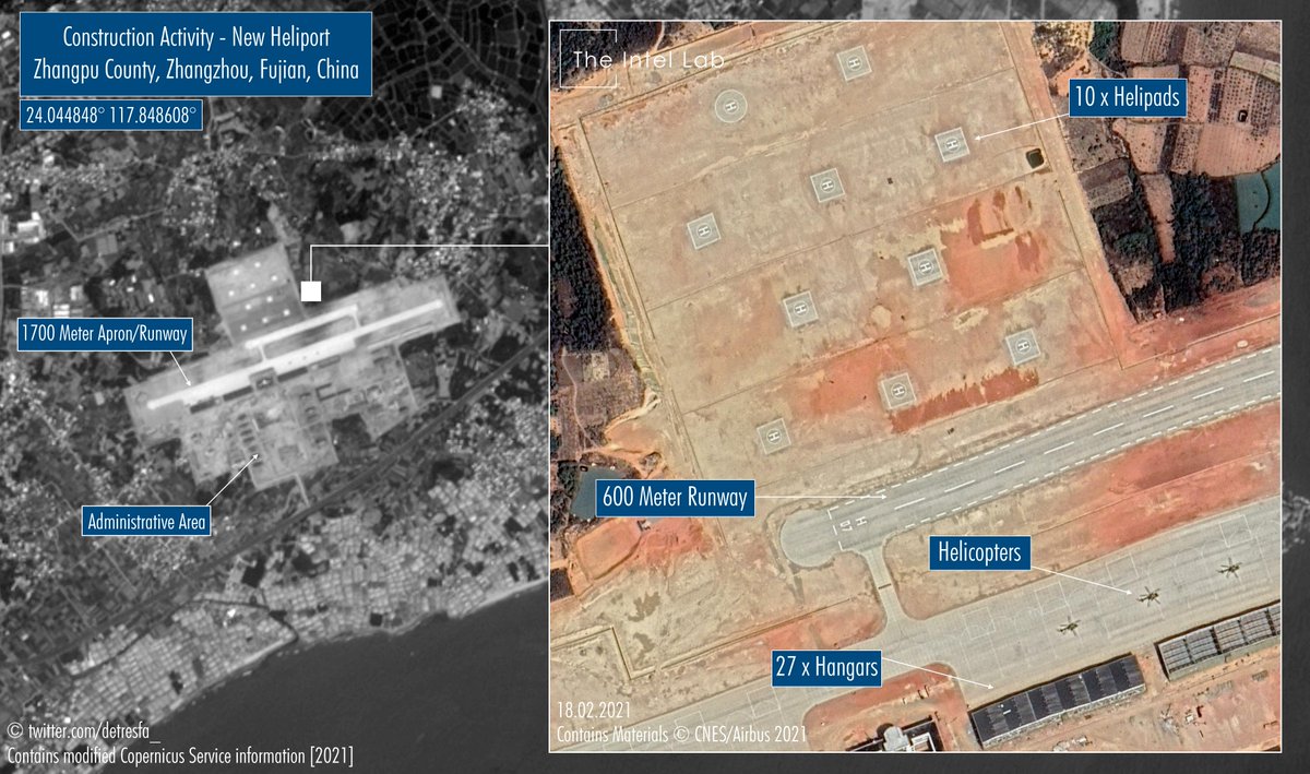 detresfa_'s tweet image. Started in July of 2019, #China&apos;s construction of a new heliport near the #Taiwan Strait is nearing completion, its proximity to the turbulent maritime passage &amp;amp; capacity could raise concerns in the region #TheIntelLab