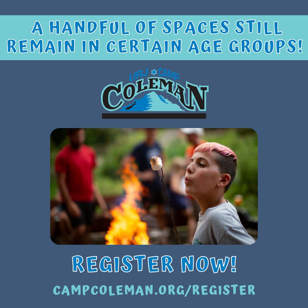 Register NOW for the best summer ever! Visit campcoleman.org to learn more about all of the incredible experiences that URJ Camp Coleman has to offer.

Check out our upcoming prospective family info sessions and register to learn more! 

campcoleman.org/new-families/u…