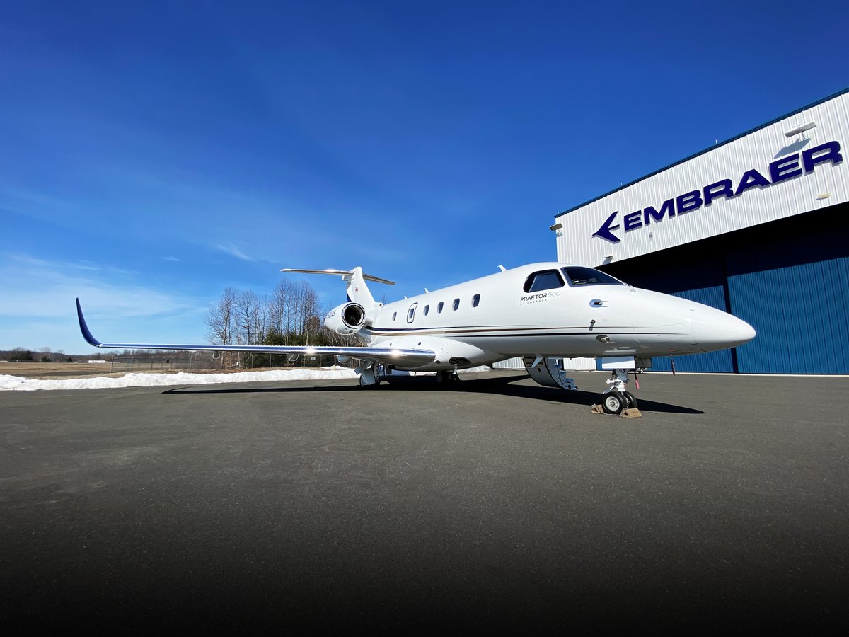 embraer's tweet image. #Embraer has delivered the first conversion of a #Legacy450 to a #Praetor500 jet for @AirSprint Private Aviation. The full conversion process can be performed at our Owned Service Centers. #EmbraerStories #WeAreEmbraer