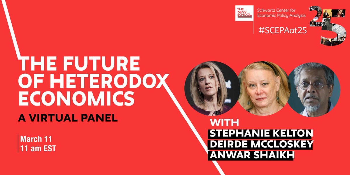 Today @ 11 ET—join our #SCEPAat25 anniversary event. <a href="/shaikhecon/">Anwar Shaikh</a> <a href="/DeirdreMcClosk/">Deirdre Nansen McCloskey</a> <a href="/StephanieKelton/">Stephanie Kelton</a> <a href="/MazzucatoM/">Mariana Mazzucato</a>  <a href="/tghilarducci/">Teresa Ghilarducci</a> &amp; <a href="/williammilberg/">William Milberg</a> will discuss heterodox economics &amp; where there is hope for it to create a more equitable, sustainable future. ow.ly/DwLP50DC7CG
