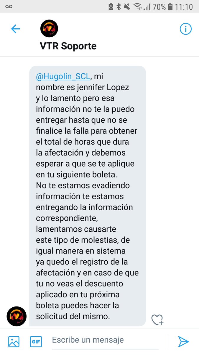 Hugolin_SCL's tweet photo. @VTRsoporte @VTRChile @subtel_chile increíble lo poco serio de esta empresa, la semana pasada muchas horas sin ningún servicio, anoche nuevamente por más de 6 horas,exijo una explicación porque hacen trabajar a Jennifer López?!!,Esa es la seriedad de su empresa?!! https://t.co/xmbcXUiKdl