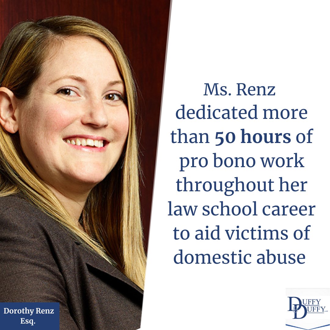 DuffyDuffyLaw's tweet photo. This week's #AttorneyHighlight is for Dorothy Renz, who earned the Silver Pro Bono Service Award while at @StJohnsU, and currently sits on the Associate Board of Directors of the @NYSTrialAcademyState. 
More on Ms. Renz: https://t.co/HgrbaOsgc1 

#DuffyDuffy #longislandlawfirm https://t.co/N6sgFuw4X5