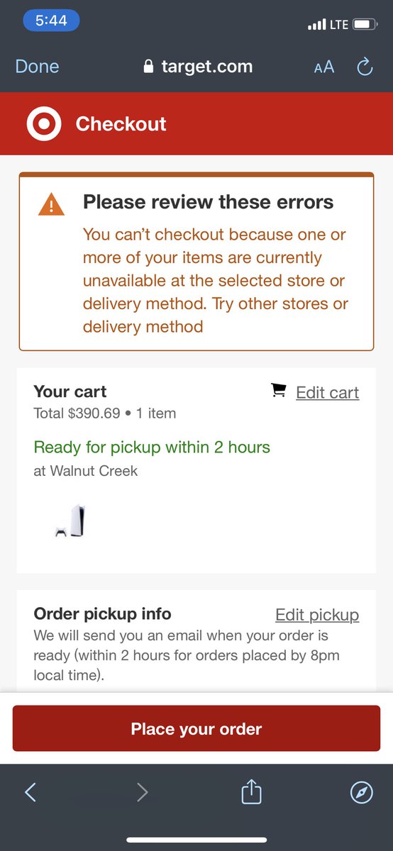 YoungDeeJ's tweet photo. @TargetStation5 It said available all over the Bay Area, but every time I tried to check out it returned an error https://t.co/ZqmbV3Jq42