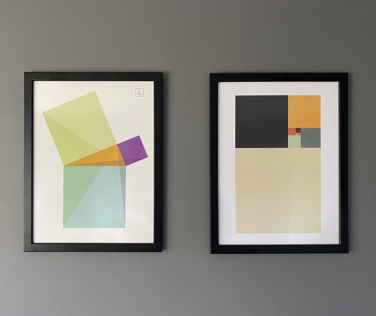BobbyCochran21's tweet photo. I am delighted with my new Pythagoras print from @ddxart 😍 compliments my Fibonacci perfectly! 

Already thinking about which pieces from his site I want to replace my end ones with 😃

#mathematics #art #beautyinnumbers #geek #maths https://t.co/fRfFMbNwM1