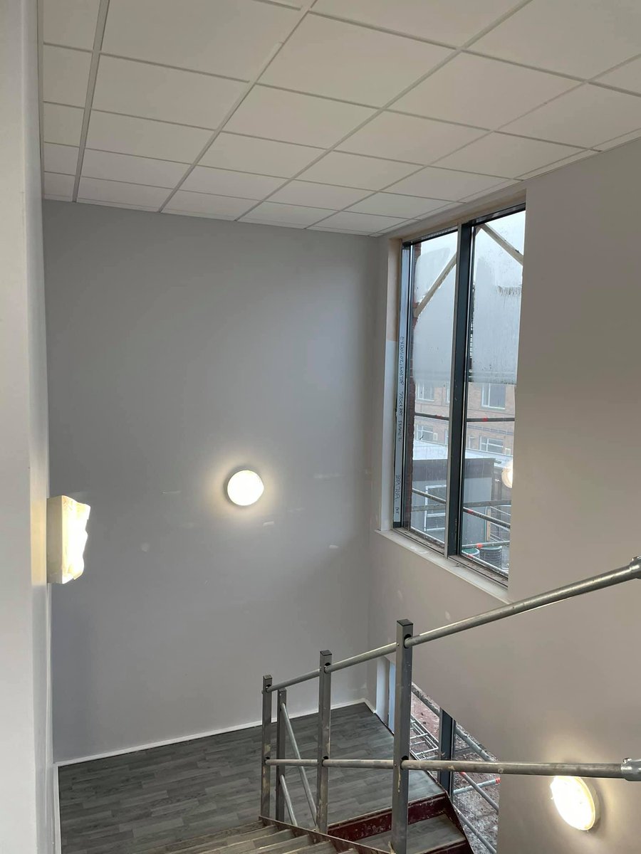 Stairwells in schools, ceilings in churches, corridors for corporations. Whatever your project large or small we can help you. Our teams are up and down the country, working on our projects and helping out on other peoples. Call us and find out how we can help you.
