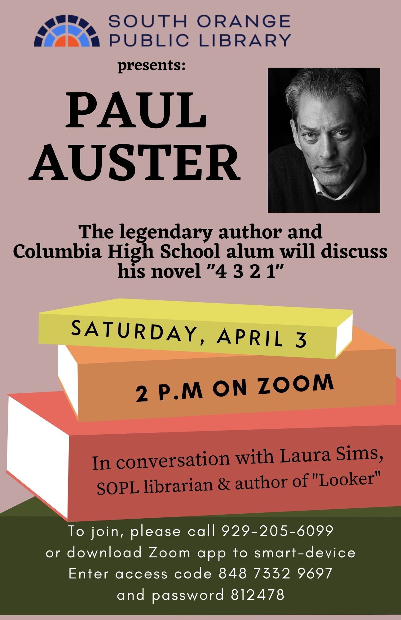 South Orange Public Library on X: Legendary author and Columbia High  School alum Paul Auster will join us on 4/3/21 for a virtual discussion  about his most recent novel, 4 3 2