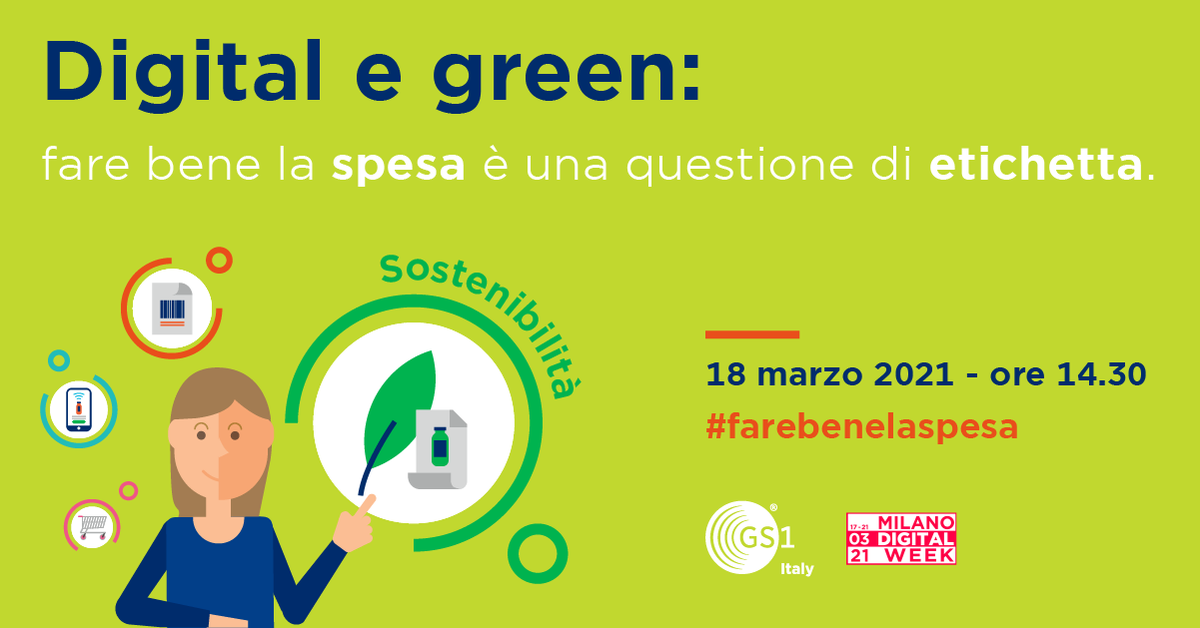 Il #codiceabarre è amico dell'ambiente. #Barcode4Environment è il nostro progetto per rendere chiare le informazioni sulla #sostenibilità dei prodotti. Ne parliamo alla <a href="/MI_DigitalWeek/">Milano Digital Week</a> con <a href="/MarcoBianchiOff/">Marco Bianchi</a>, <a href="/PeregoAle/">Alessandro Perego</a>, <a href="/cupmar/">Marco Cuppini</a> e @AndreaFarinet. 👉🏻 bit.ly/3v4oQT5