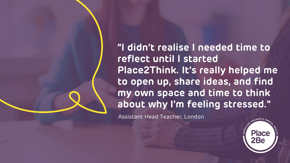 Place2Be's tweet photo. This spring term, school staff in #London and #Scotland can access free online mental health sessions with experienced Place2Be clinicians. #Place2Think 💭

Sign up for an information session to learn more 👉https://t.co/mgsjKmNvwk #edutwitter https://t.co/EwRJjohZxi