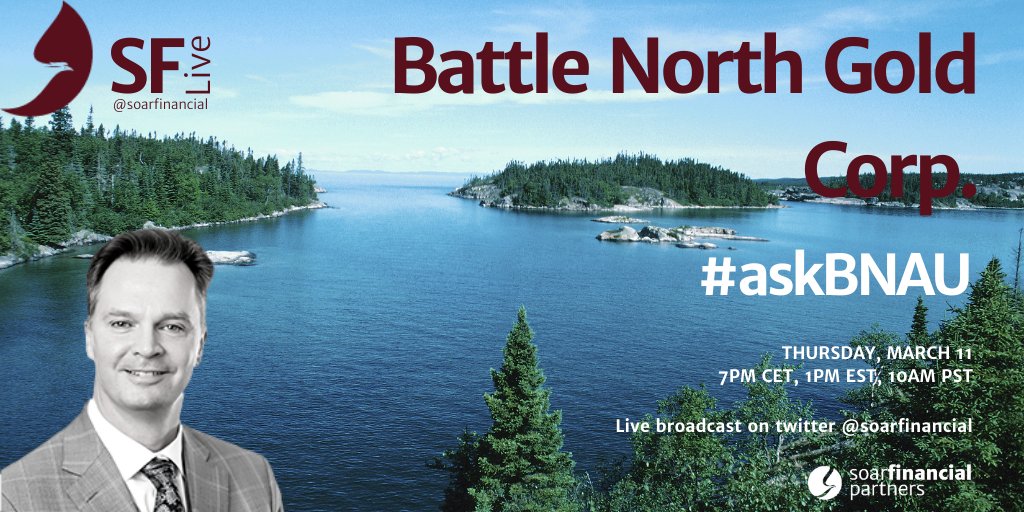 Today we welcome George Ogilvie from Battle North Gold Corp. #SFLive episode 145!

10am PST | 1pm EST | 7pm CET

Submit your questions using the hashtag #askBNAU from now until the end of the live interview. $BNAU.V <a href="/BattleNorthAu/">Battle North Gold Corp.</a>