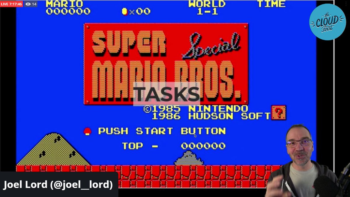 Talking about #DevOps with #pipelines in the #cloud with Mario and Luigi... What else? Join us live now on track 2 <a href="/TheCloudFirstIO/">TheCloudFirst</a> with <a href="/joel__lord/">Joel Lord</a>