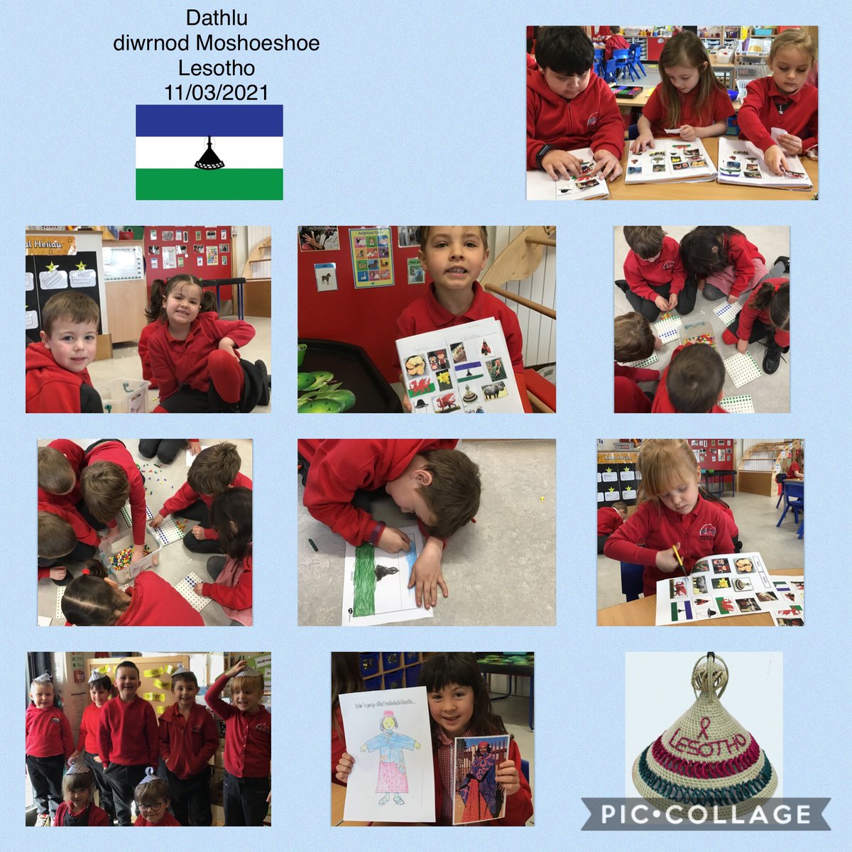 ParcyTywyn's tweet photo. Blwyddyn 1 wedi mwynhau dathlu Diwrnod Moshoeshoe, Lesotho, heddiw wrth gymryd rhan mewn amryw o weithgareddau.

Year 1 have enjoyed celebrating Moshoeshoe Day, Lesotho, by particapating in a variety of activities. #moshoeshoeday #wtgw #dolencymru https://t.co/FRmUqmZ15f