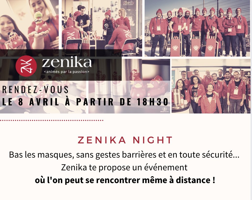 [SAVE THE DATE] 8 avril 2021 à 18h30 :
Bas les masques, sans gestes barrières et en toute sécurité ! Rencontrons-nous... à distance ! 😉 Pour cet événement, focus sur notre agence de @ZenikaGrenoble (aka "Grenika")
Pour en savoir plus 👉 buff.ly/3qDSqva