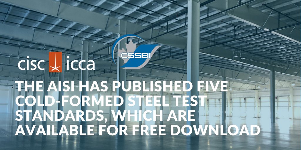 CSSBI's tweet image. The AISI has published five cold-formed #Steel test standards, which are available for free download. AISI’s Committee on Specifications for the Design of Cold-Formed Steel Structural Members developed the test standards. 

Learn more: cisc-icca.ca/the-aisi-has-p… 

#WeAreSteel