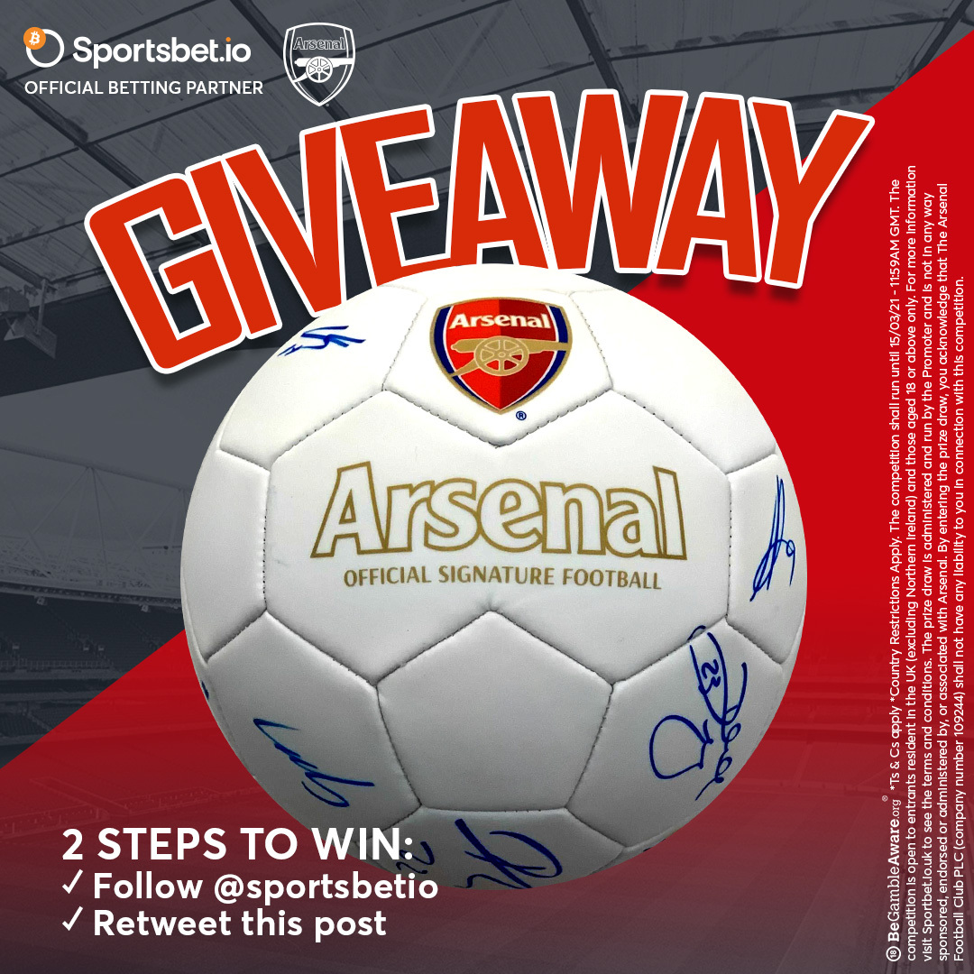 🚨 Official signed ball giveaway 🙌 

𝗛𝗼𝘄 𝘁𝗼 𝗲𝗻𝘁𝗲𝗿...

🤝 Follow @sportsbetio 
🔁 Retweet this post 
💡 Random winner announcement by end of March 15
⁠ 
📝 T&amp;Cs apply 👉 sb88.io/AFCTCs