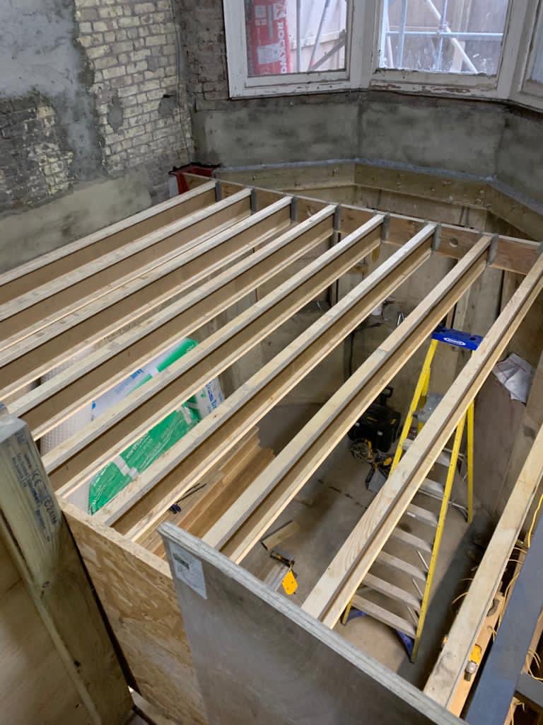 Great to get started with our I-beam flooring on our #passivhaus #enerphit project - thanks to Chris ⁦@AlsfordTimber⁩ and Stuart ⁦<a href="/SteicoUK/">STEICO UK</a>⁩  #retrofit ⁦<a href="/PassivhausTrust/">Passivhaus Trust</a>⁩ ⁦@enhabitfeed⁩ ⁦<a href="/AECBnet/">AECB</a>⁩ #embodiedcarbon