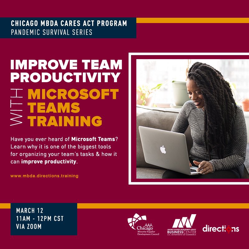 ChicagoMSDC's tweet image. Join us tomorrow, March 12th, for this week’s last two workshops! 

Improve Team Productivity with Microsoft Teams - 11 a.m. 

lnkd.in/dMia4pW

Connect with Customers and Manage Your Business Remotely - 2 p.m. 

 lnkd.in/dNQqAHF

REGISTER NOW

#cmsdc #buydiverse