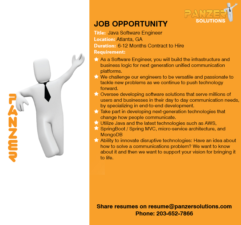 panzersolution's tweet image. Job Title: Java Software Engineer
Location: Raleigh, NC
Share resumes on resume@panzersolutions.com
Or for more info click on the below link

panzersolutions.com/view_job_oppor…

#PanzerSolutions #JavaSoftwareEngineer #panzerjobs #jobseekers #Latestjobs #Jobs #JobSeeker #jobsearch #Java