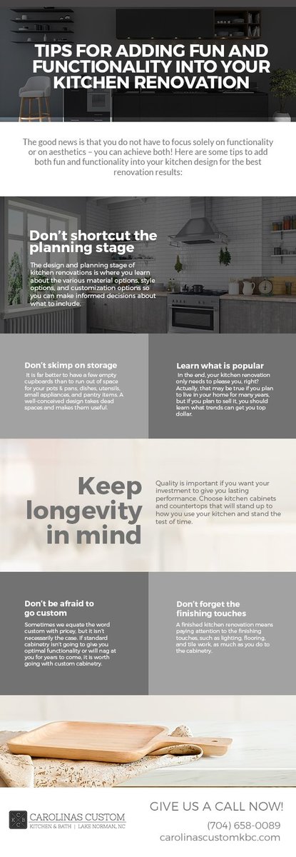 Great #infographic here about tips for adding fun and functionality into your kitchen renovation. RT this! ow.ly/vLXf30rxZY3