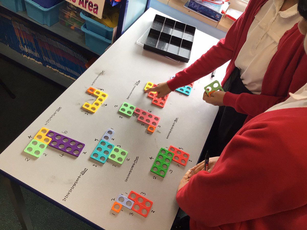 MissHitchlock's tweet photo. The children in year 6 @LeverEdgePri  enjoyed a table top maths activity today, investigating Area and Perimeter. https://t.co/fHTxvB9a59