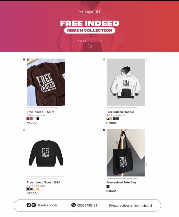 velveprints's tweet photo. Hi👋🥰, 
Velveprints is excited to introduce to you to our Comfort, Style, Class, Free Indeed Merch

Own a piece to make your constant reminder as you go about your day knowing fully well you’ve been set free!

Now available 
Send a DM to shop now
#velveprints #CreativeBizHour https://t.co/62635daVDp