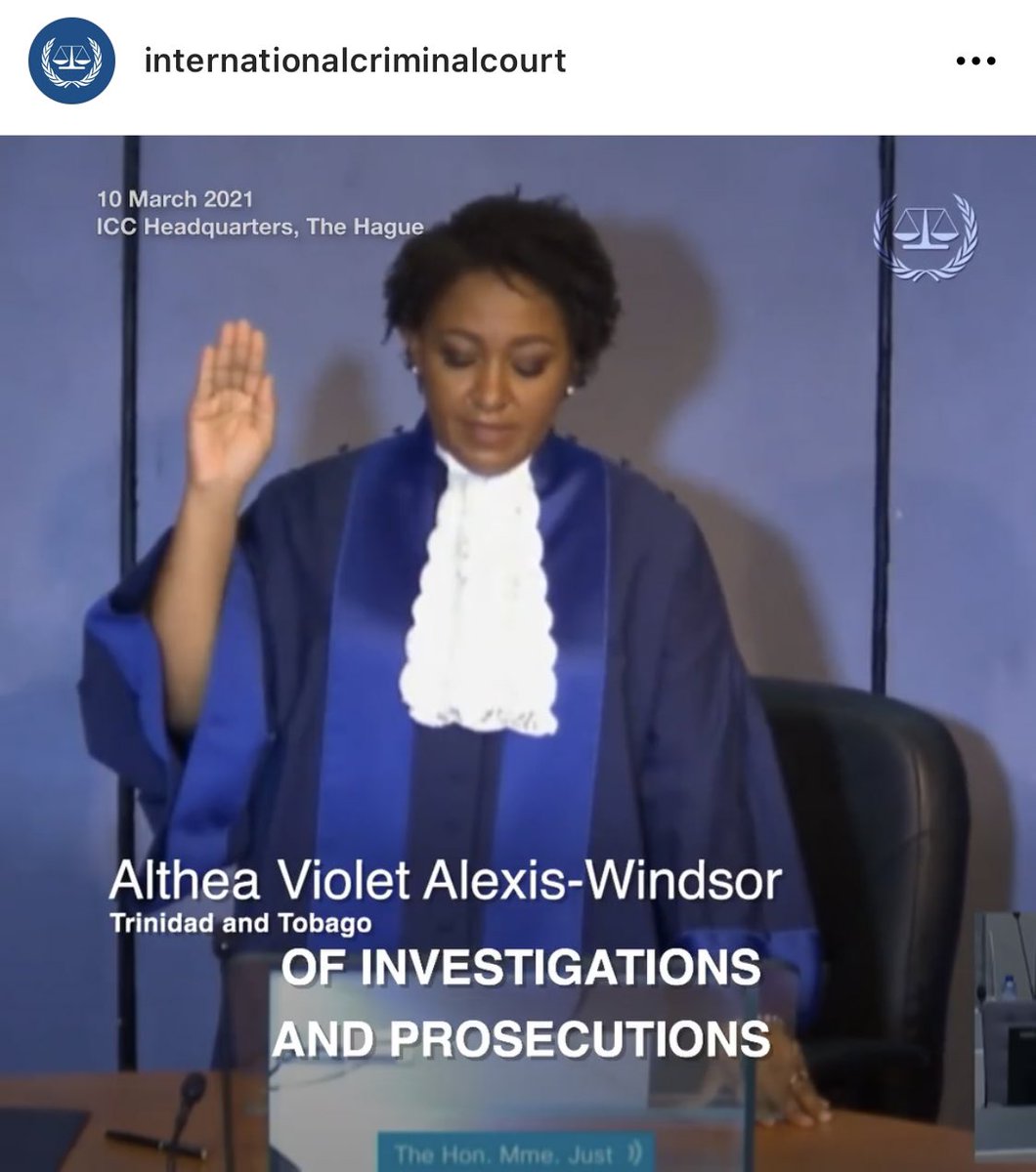 There is now a Judge from 🇹🇹 sitting on the International Criminal Court panel of judges. The panel is comprised of six judges from jurisdictions across the global. 

HER name is Althea Violet Alexis-Windsor. 

#CelebrateWomenEveryday #WomenInLaw #CaribbeanWomenInLaw