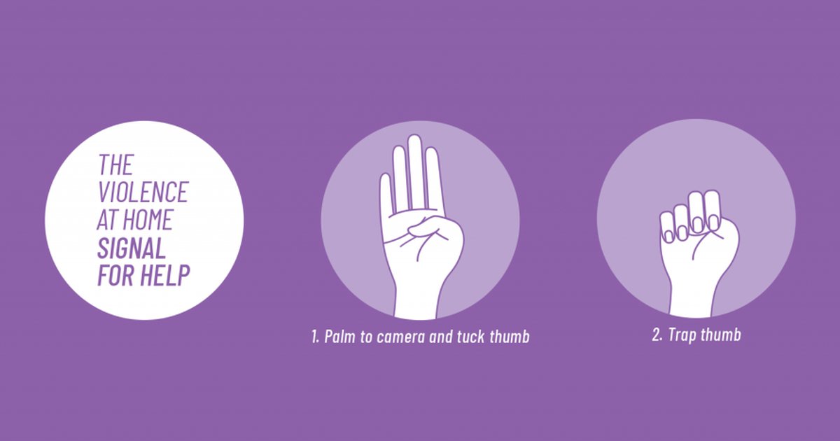 harrykennedy_20's tweet image. The international hand signal for domestic abuse and violence. 💜 #HelpMe