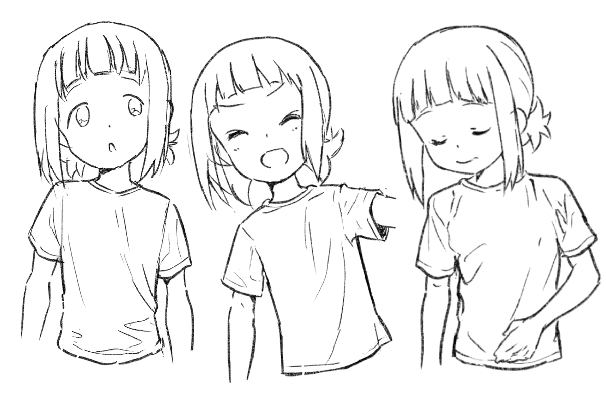 服が苦手すぎて練習(一部模写) 