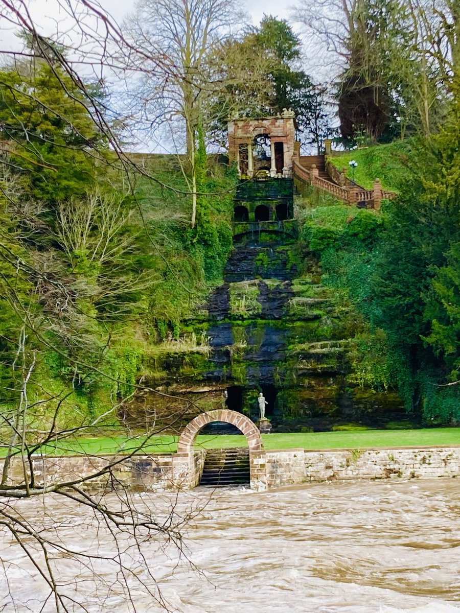 TonyRomanis's tweet photo. River Eden running high and over the bank from the bench to the steps #Wetheral https://t.co/LmE5DKUuPv