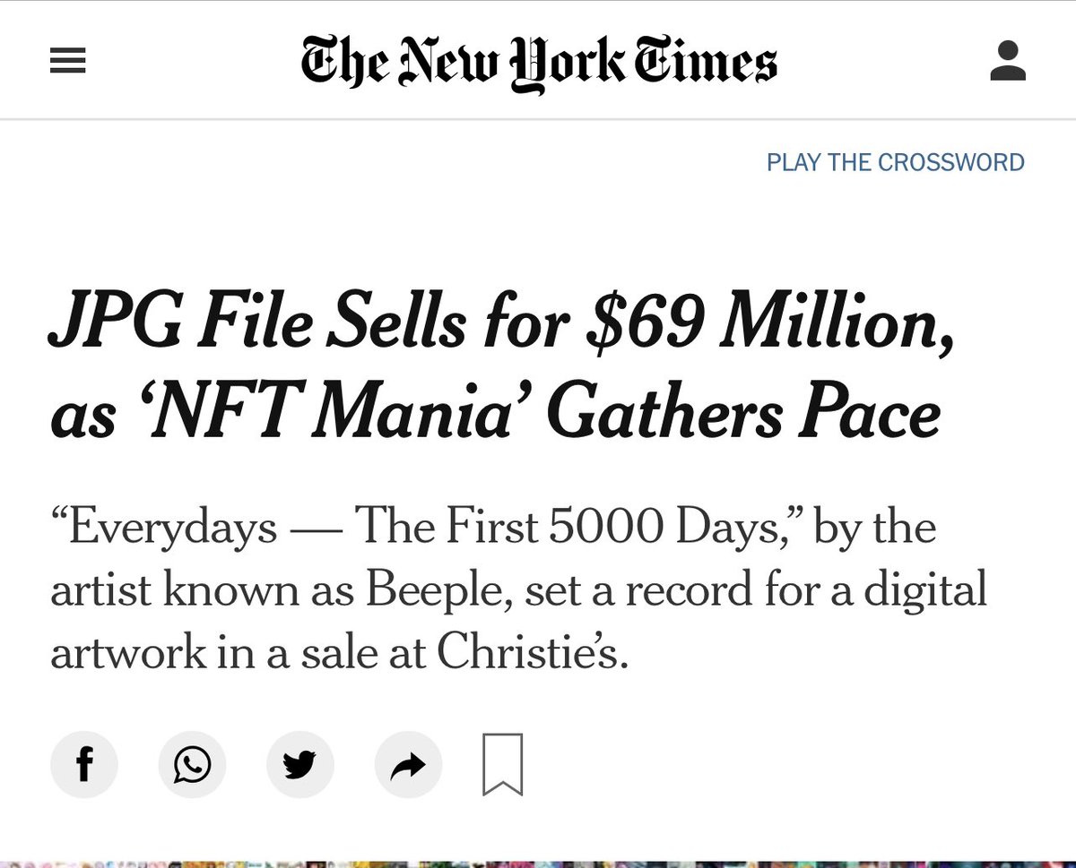 JPG File Sells for $69 Million, as 'NFT Mania' Gathers Pace - The