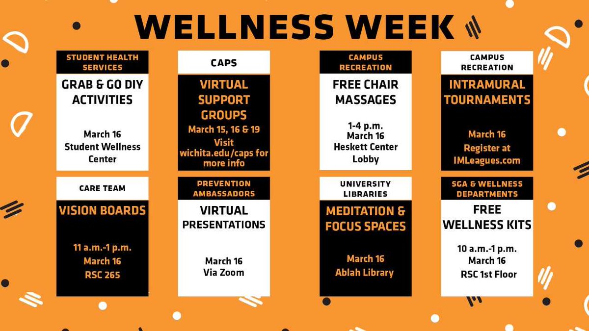 IsleWsu's tweet image. Next week is Wellness Week! Check out the activities schedule: