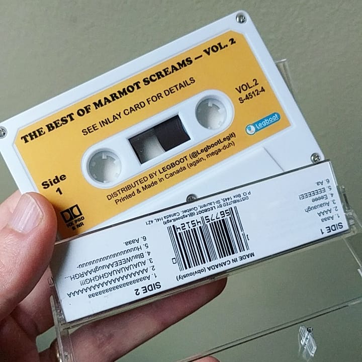 LegbootLegit's tweet photo. The Best Of Marmot Screams. Now available on audio cassette
#legboot #obviousplant #groundhog #aaaaaaaaaaaaaaaaaaaaaaaaaaaaaaaaaaaaaaaaaaaaaaaaaaaaaaaaaaaaaaaaaaaaaaa #cassettetapes #cassetteculture #custommade https://t.co/c3w6huHdBQ