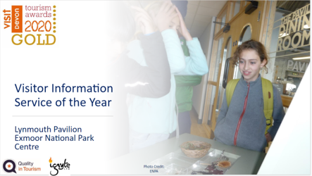Gold winners &amp; <a href="/IgnyteLtd/">Ignyte Media</a> #DevonTA  Visitor Information Service of the Year - congratulations to the team at #Lynmouth Pavilion <a href="/ExmoorNP/">Exmoor National Park</a>