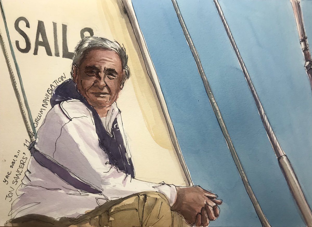 DrawingSailor's tweet photo. Jon Sanders, 81 years old, arrived in Fremantle on 30th January 2021 after his 11th circumnavigation, solo. Wish I would still be sailing just like him when I am 81:)
46/100
#100dayproject2021 #sailing #sailor #circumnavigation #jonsanders #sailboat #inkandwatercolor #drawing https://t.co/i5PPmfkJHf