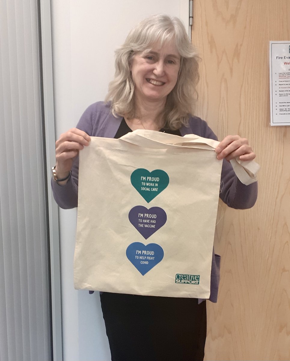 crtvspprt's tweet photo. Over 1,000 people have been sent their BEST tote bags since our #Vaccination campaign began! If you receive yours, send us a picture of you with your snazzy bag to marketing@creativesupport.co.uk and don't forget to tag us here or on FB! Here's CEO Anna modelling hers! #BESTBag https://t.co/mq8gJR3nA1