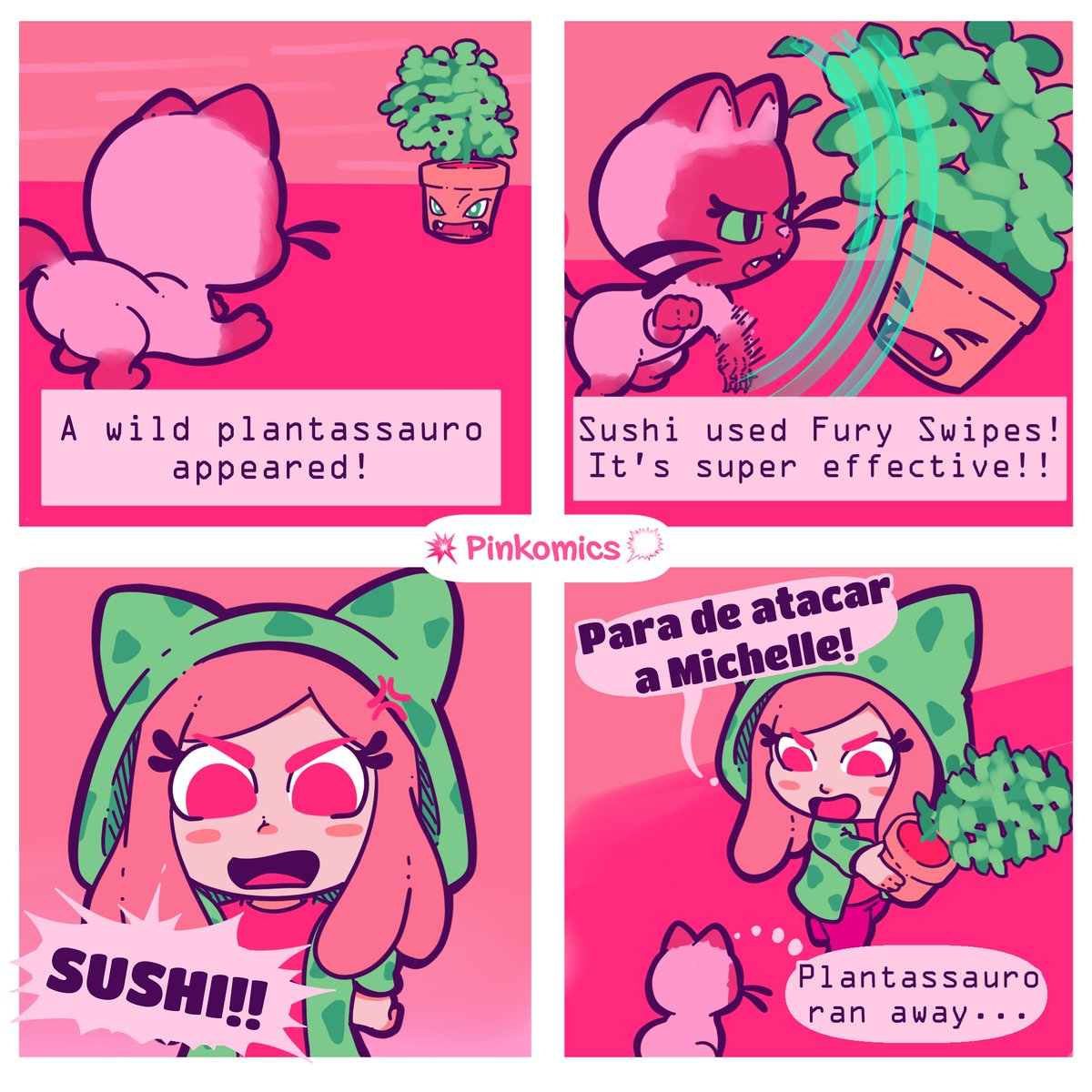 pinkysaura's tweet photo. 💥 PINKOMICS! 🗯️

Estou tentando virar a tia das plantas mas a Sushi ainda não está 100% com a ideia.. A Michele e a Ivy estão resistindo, mas a Arethuza foi atacada essa noite! Será que é o fim?

🏴 Feita pelo meu BFF maravilhoso ♥

#Pinkomics #Pinkysaurr #Plants #cats https://t.co/0IsDbQHYnM