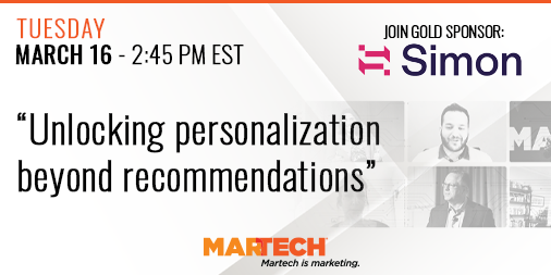 simon_data's tweet image. Join us online at MarTech, March 16-17, for a free training experience designed to keep senior-level marketers up-to-speed on the latest developments in modern marketing and help them implement time-saving, profit-generating marketing technologies.  hubs.la/H0HYRzd0