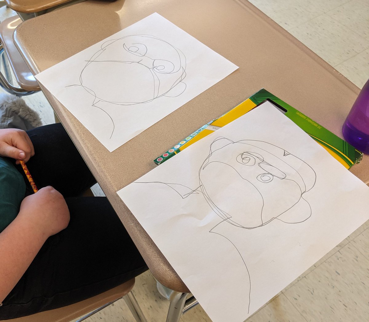 Ms_Tara_Drissel's tweet photo. 5th graders created Blind contour drawings today! We created these expressive line portraits using a continuous line and Without looking at our papers to create an abstract and unusual self-portrait. #AbstractArt  @LMTSD_PRES https://t.co/PpaYlRGLQF