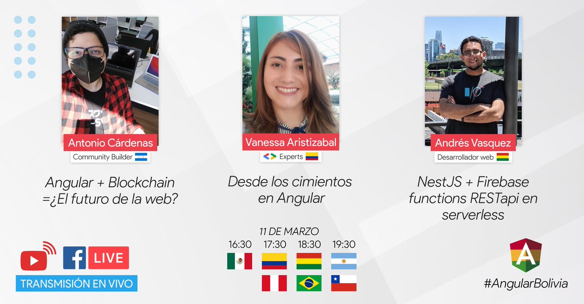 📣 ¡ES HOY! ✔️

🔹 ¡Todo listo para nuestro Meetup Marzo - Angular Bolivia!

🔸 Si quieres aprender y compartir tu conocimiento con la comunidad, no te pierdas nuestra transmisión.

🌐 Transmisión en Youtube:  youtu.be/wnksvWJrKxI

#Angular #WebDevelopment #AngularMeetup