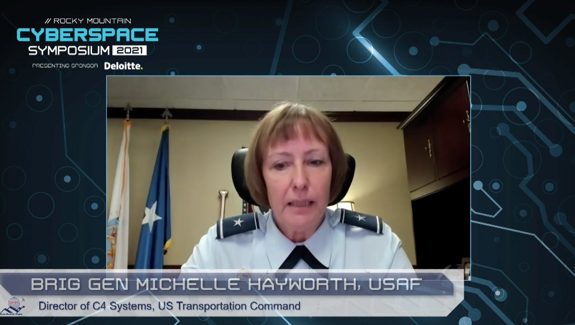 Kunderwood_SGNL's tweet photo. @US_TRANSCOM is supporting the growing demand for mobility from the U.S. military with data platforms and artificial intelligence and the launch of its EDA-E platform and JDPAC AI use cases, says Brig. Gen. Michelle Hayworth @usairforce #RMCS21 @AFCEARMC @AFCEA https://t.co/pgyw75UUiK
