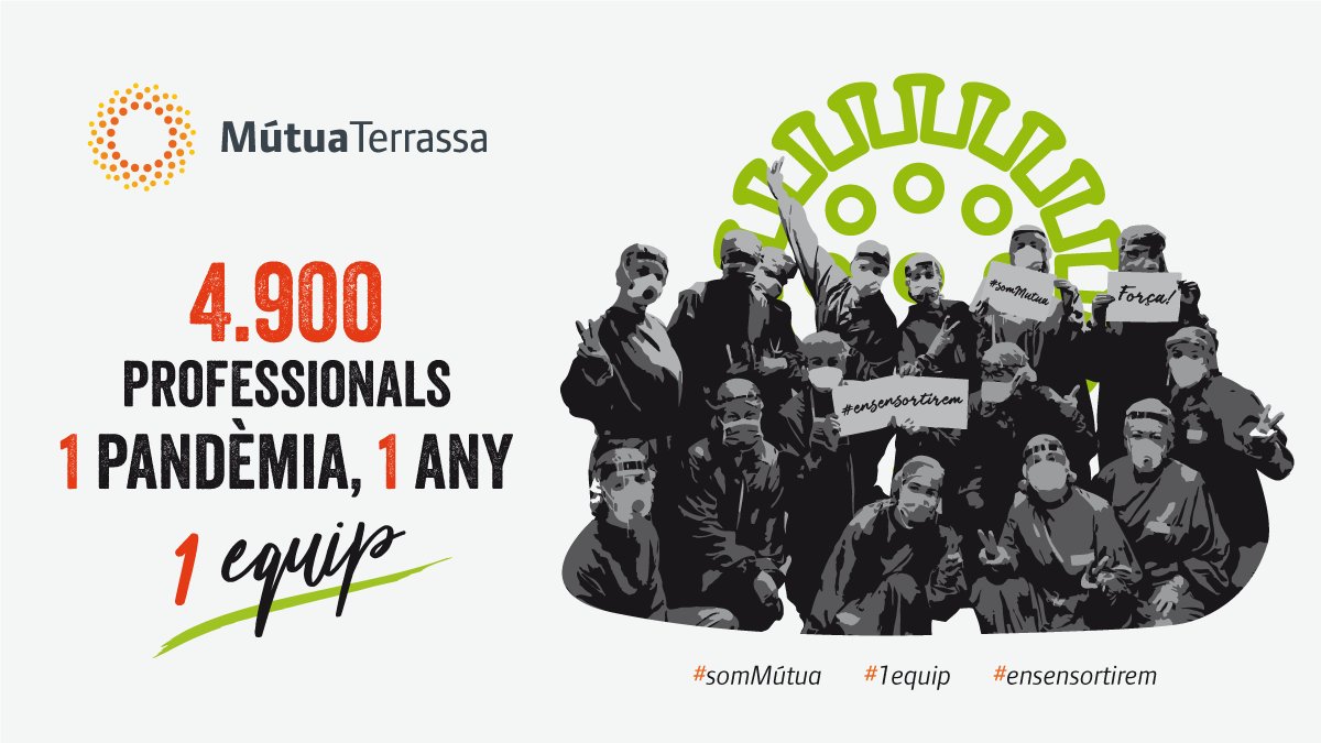 Avui fa just 1 any que rebíem el primer pacient #Covid. 
1 any que ha canviat les nostres vides.
#somMutua #1equip #ensensortirem